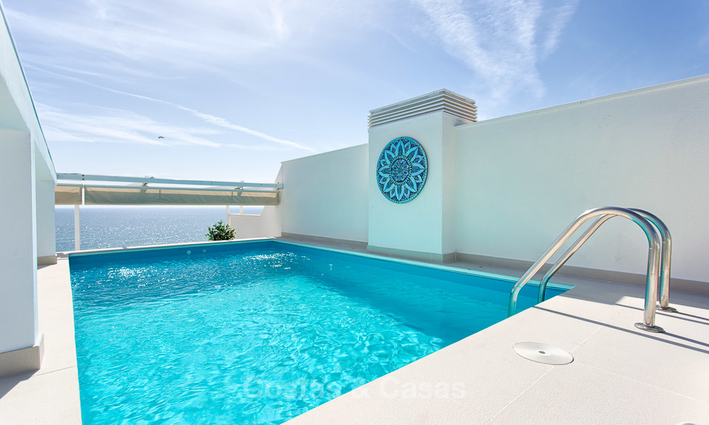 Outstanding front line beach penthouse apartment with private heated pool for sale in a luxury complex on the New Golden Mile, Marbella - Estepona 7885