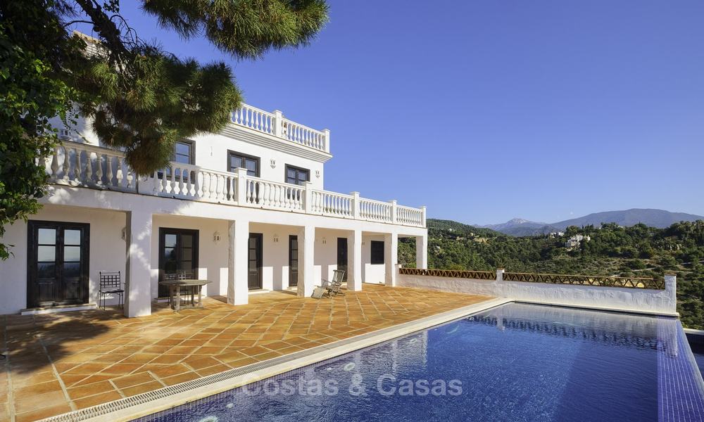 Charming traditional style villa with sea and mountain views for sale in El Madroñal, Benahavis, Marbella 12634