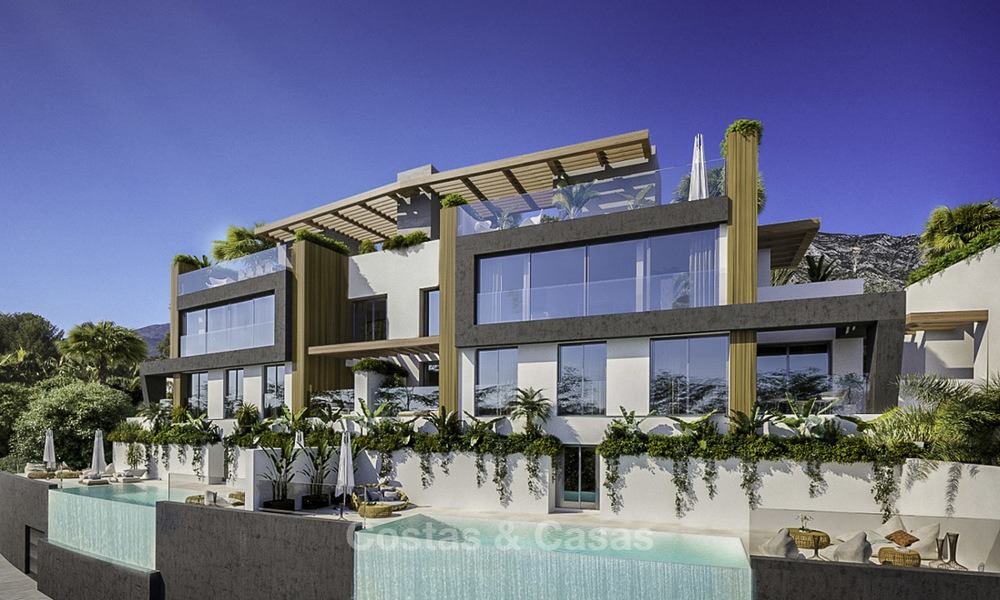 Modern semi-detached new luxury houses with stunning sea views for sale in the Golf Valley, Benahavis, Marbella 12967