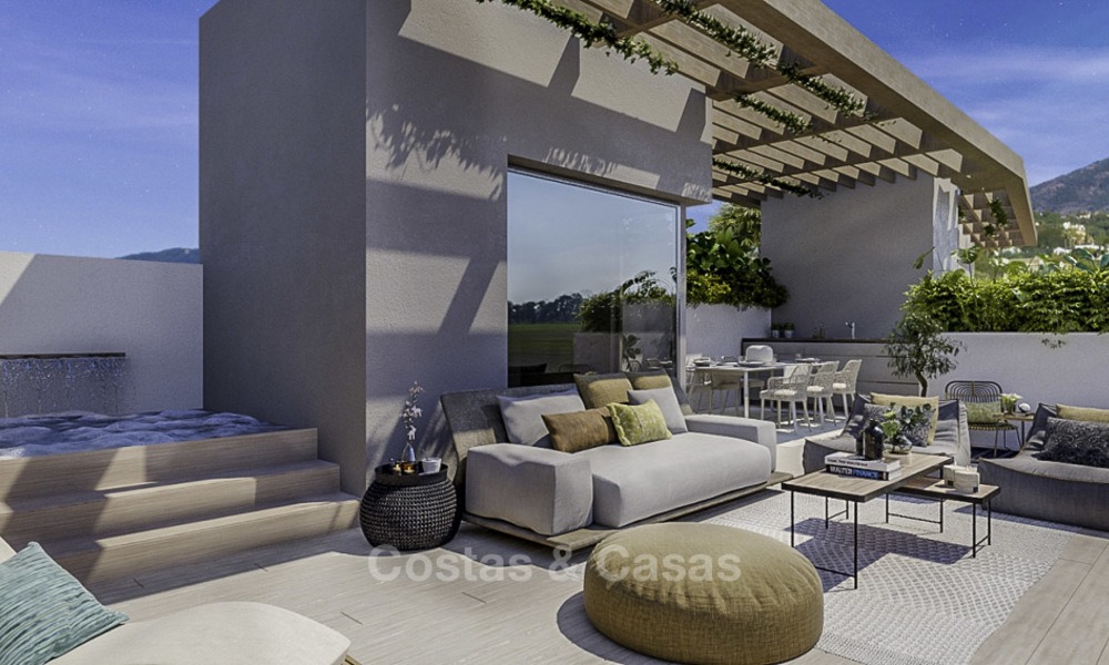 Modern semi-detached new luxury houses with stunning sea views for sale in the Golf Valley, Benahavis, Marbella 12969