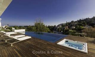 Brand new modern luxury villa with golf and sea views for sale, ready to move into, in a posh golf resort in Nueva Andalucia, Marbella - Benahavis 13268 