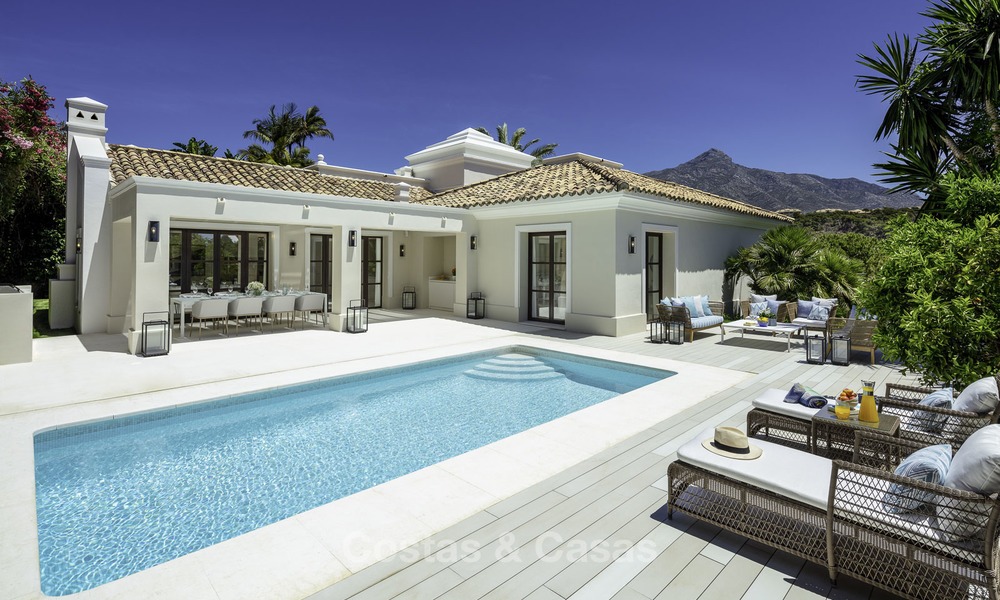 Elegant and luxurious Mediterranean style villa for sale, completely renovated, in Nueva Andalucia’s Golf Valley, Marbella 14230