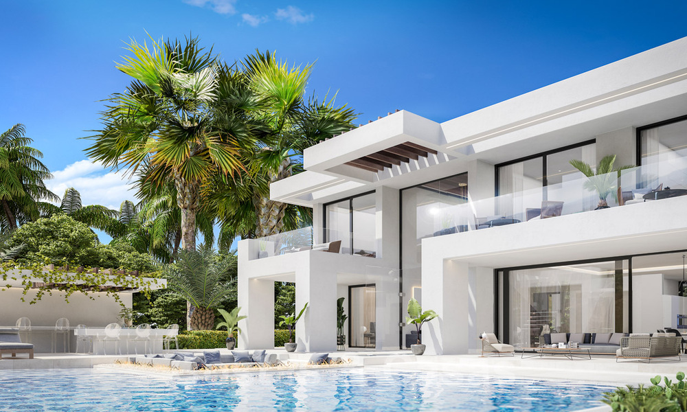 Brand new modern contemporary luxury villas for sale, frontline golf on the New Golden Mile, between Marbella and Estepona 33611