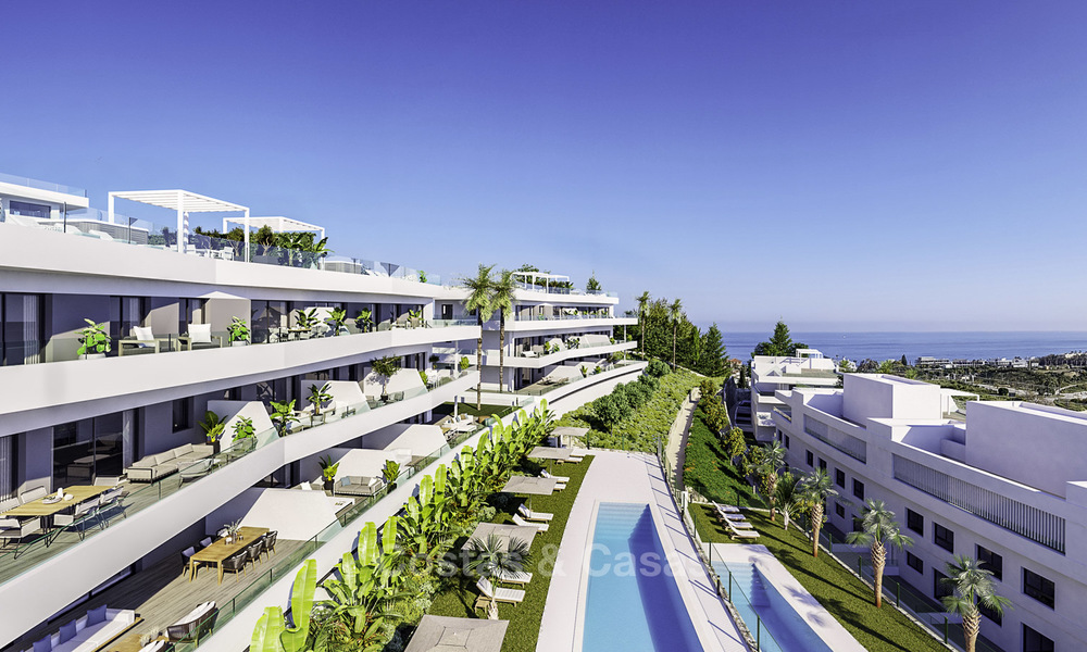 Elegant new modern apartments and penthouses with stunning sea views for sale, walking distance to the beach in Estepona 14992