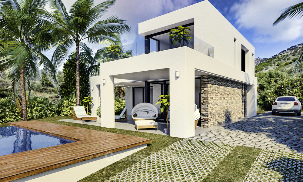 Brand new exclusive villas in contemporary style for sale, with magnificent sea and mountain views, Mijas, Costa del Sol 15198