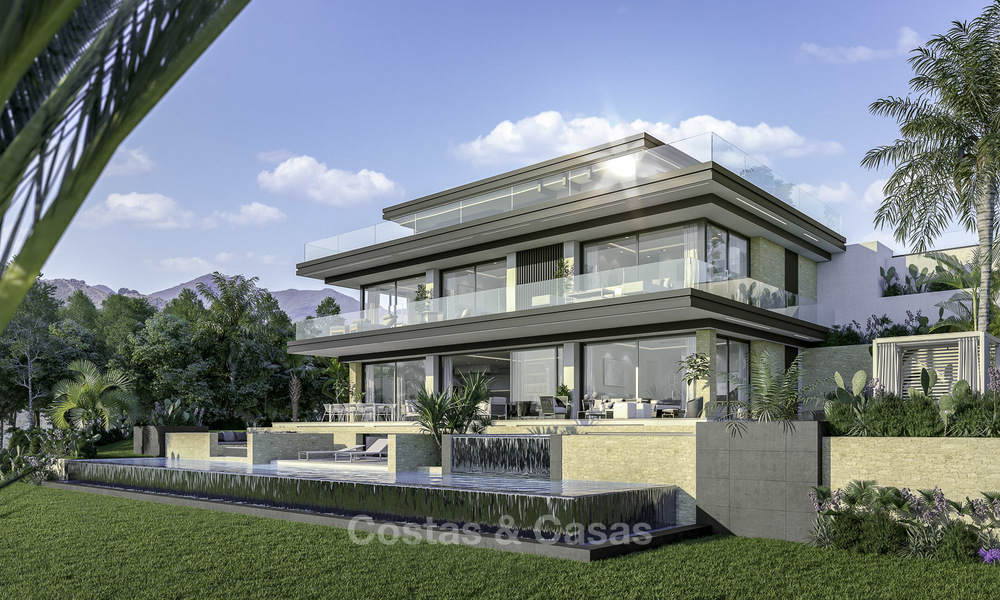 New contemporary luxury villas with panoramic sea and mountain views for sale in Elviria, Marbella 15239