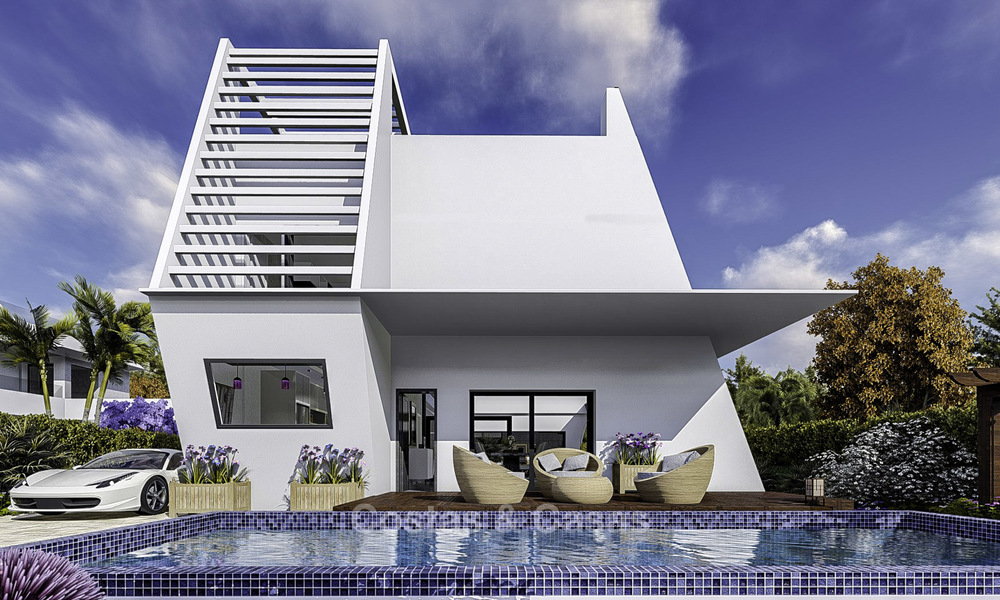 New minimalist luxury villas for sale, walking distance to the beach, leisure port, amenities in Benalmadena 15266
