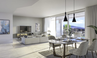 New deluxe contemporary townhouses for sale, front line golf, with stunning sea and golf views, East Marbella 16729 