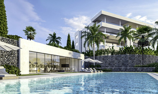 New deluxe contemporary townhouses for sale, front line golf, with stunning sea and golf views, East Marbella 16732 