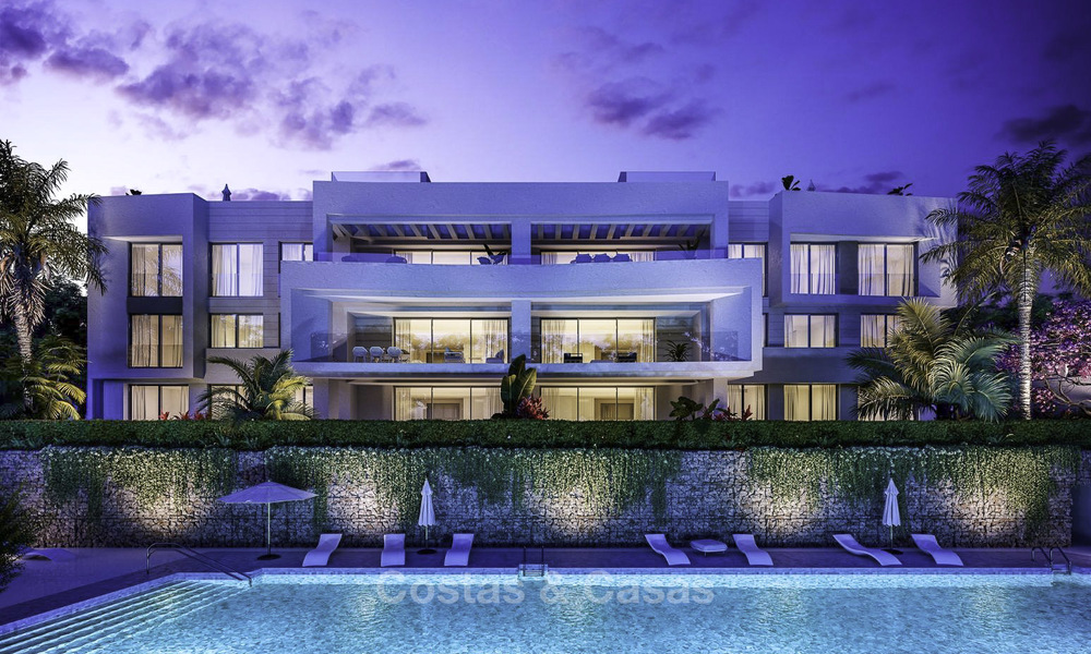 New deluxe contemporary townhouses for sale, front line golf, with stunning sea and golf views, East Marbella 16737
