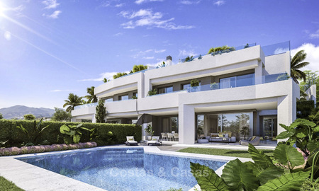 New deluxe contemporary townhouses for sale, front line golf, with stunning sea and golf views, East Marbella 16738