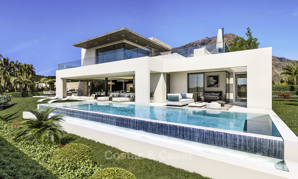 Attractive new modern luxury villas with spectacular sea views for sale, in a golf resort in Estepona 16695