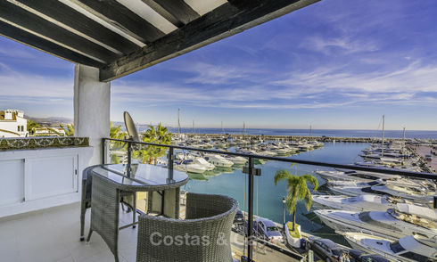 Hip, fully furnished and modernized penthouse apartment for sale, first line in the marina of Puerto Banus, Marbella 16340