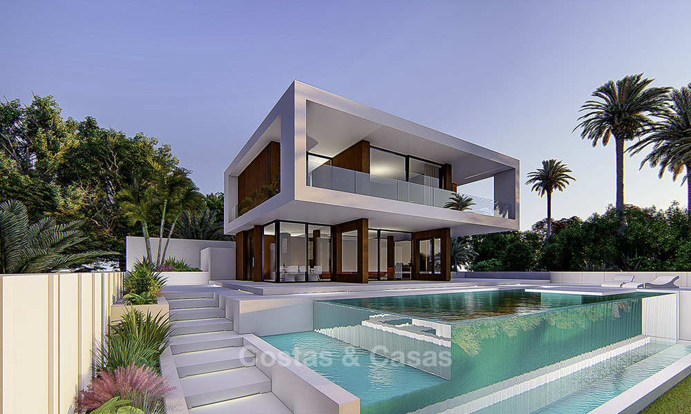 New modern frontline golf villa for sale in a quality golf resort in Estepona, very close to city centre, beach and marina 16387