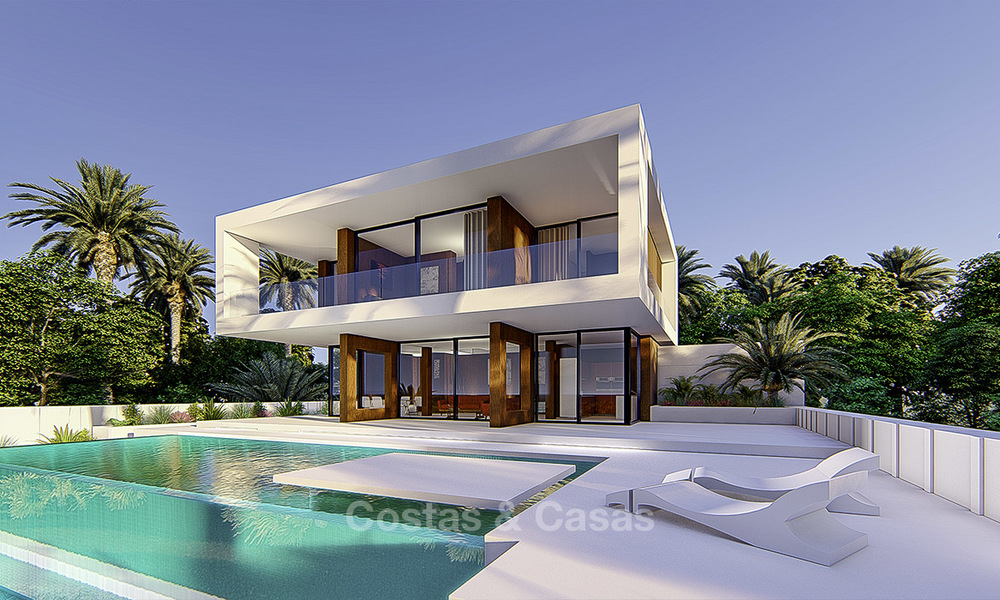 New modern frontline golf villa for sale in a quality golf resort in Estepona, very close to city centre, beach and marina 16388
