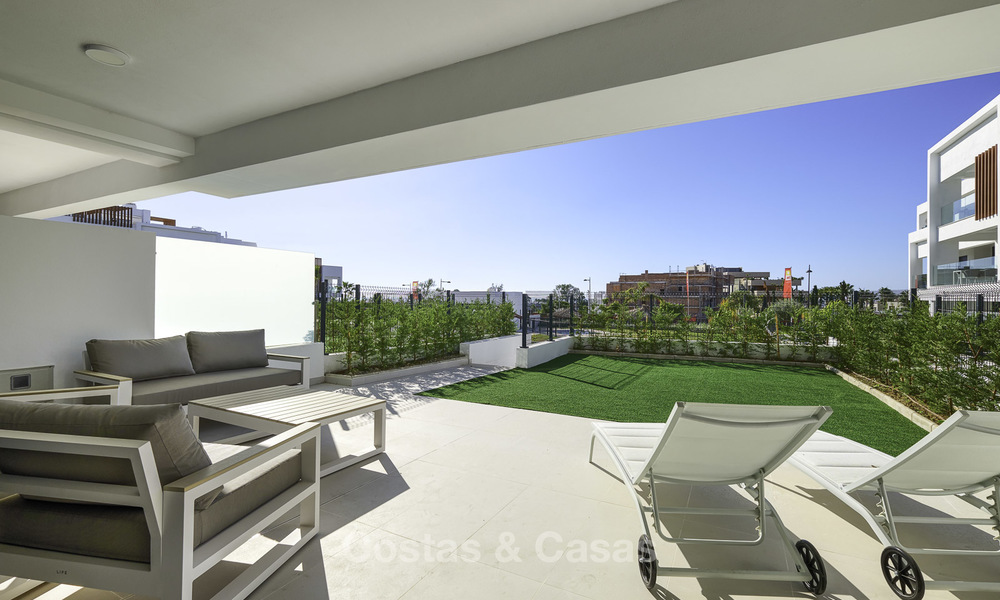 Brand new, move-in ready, modern garden apartment for sale, walking distance to the beach and amenities, between Marbella en Estepona 16960
