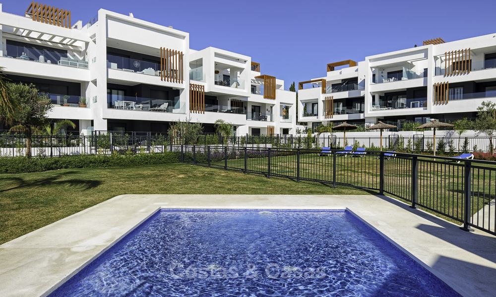 Brand new, move-in ready, modern garden apartment for sale, walking distance to the beach and amenities, between Marbella en Estepona 16964