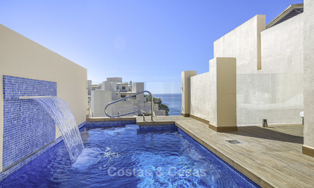 Modern penthouse apartment with private pool for sale in a frontline beach complex, New Golden Mile, Estepona 18650