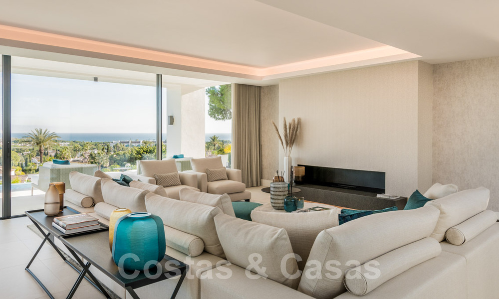 SOLD. Super luxurious contemporary villa with sea and mountain views for sale in the Golden Triangle of Benahavis, Estepona, Marbella 29800