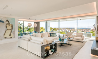 SOLD. Super luxurious contemporary villa with sea and mountain views for sale in the Golden Triangle of Benahavis, Estepona, Marbella 29804 