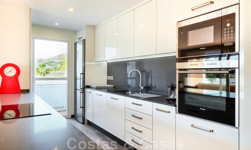 Contemporary garden corner apartment for sale in a residential development with private lagoon, Casares, Costa del Sol 23608