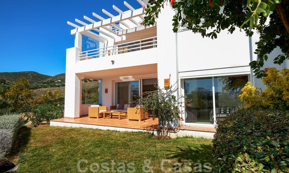 Contemporary garden corner apartment for sale in a residential development with private lagoon, Casares, Costa del Sol 23615