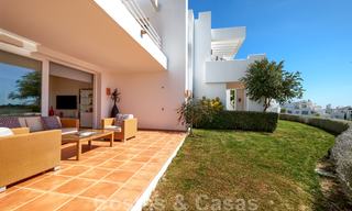Contemporary garden corner apartment for sale in a residential development with private lagoon, Casares, Costa del Sol 23616 