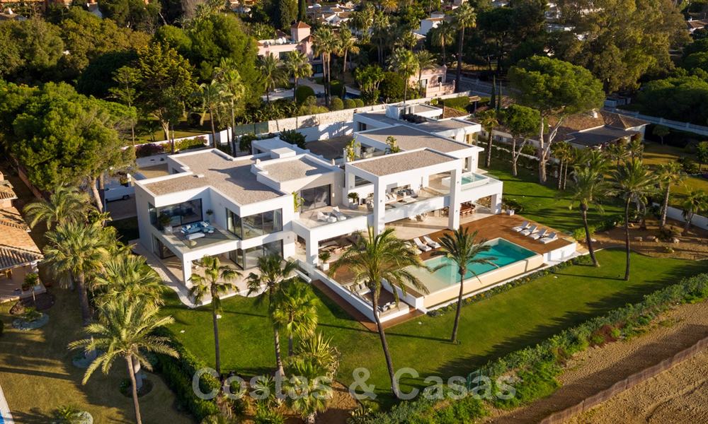 Modern exclusive beachfront villa for sale with panoramic sea views on the New Golden Mile, between Marbella and Estepona. Back on the market! 24267