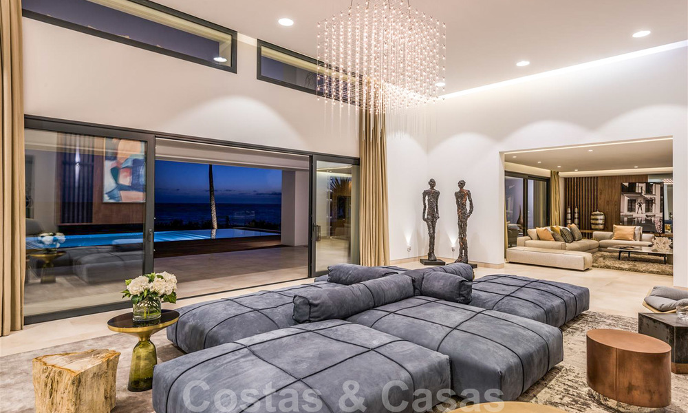Modern exclusive beachfront villa for sale with panoramic sea views on the New Golden Mile, between Marbella and Estepona. Back on the market! 24283
