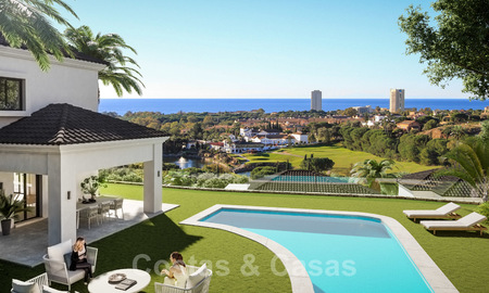 Mediterranean style villas and semi-detached villas with sea- and golf views in Elviria, Marbella 24400