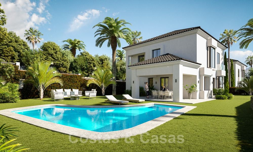 Mediterranean style villas and semi-detached villas with sea- and golf views in Elviria, Marbella 24401