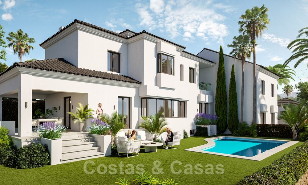 Mediterranean style villas and semi-detached villas with sea- and golf views in Elviria, Marbella 24403