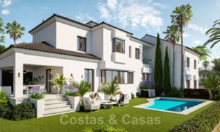 Mediterranean style villas and semi-detached villas with sea- and golf views in Elviria, Marbella 24403 