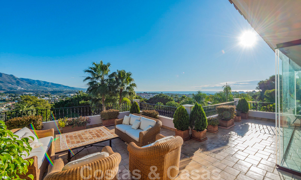 Large luxury villa for sale with stunning panoramic views over the golf valley, the mountains and the Mediterranean Sea in Nueva Andalucia, Marbella 25013