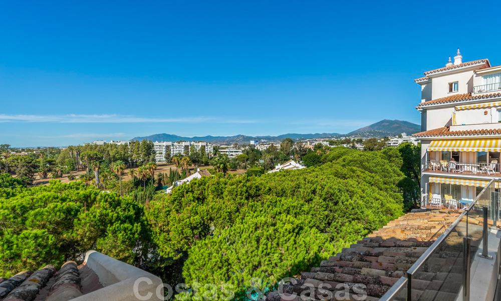 Beautiful renovated penthouse apartment for sale, in a second line beach complex in Puerto Banus, Marbella. Significant price reduction! 25409