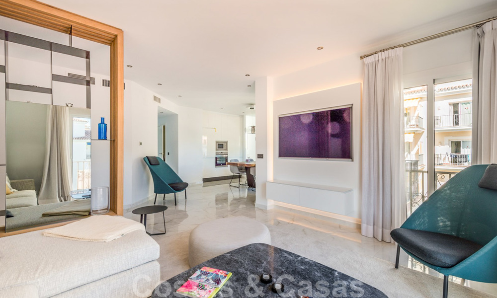 Beautiful renovated penthouse apartment for sale, in a second line beach complex in Puerto Banus, Marbella. Significant price reduction! 25420