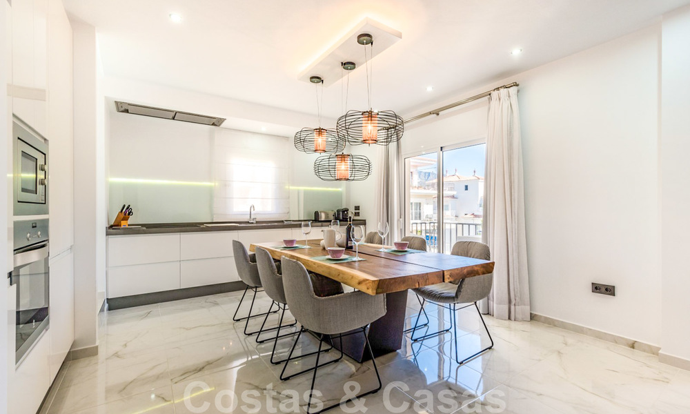 Beautiful renovated penthouse apartment for sale, in a second line beach complex in Puerto Banus, Marbella. Significant price reduction! 25423