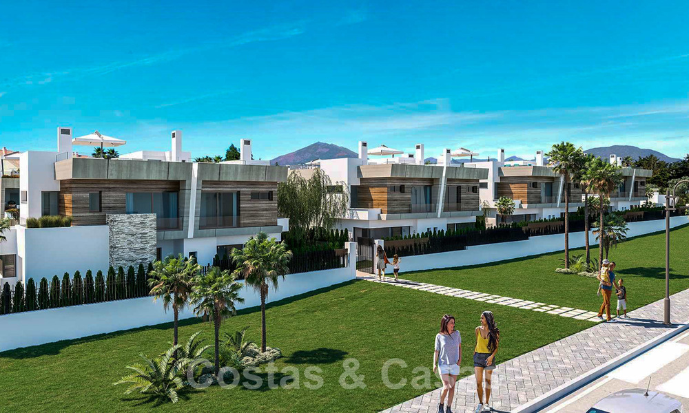 Modern, semi-detached villas for sale at 300 meters from the beach in Puerto Banus, Marbella 25101