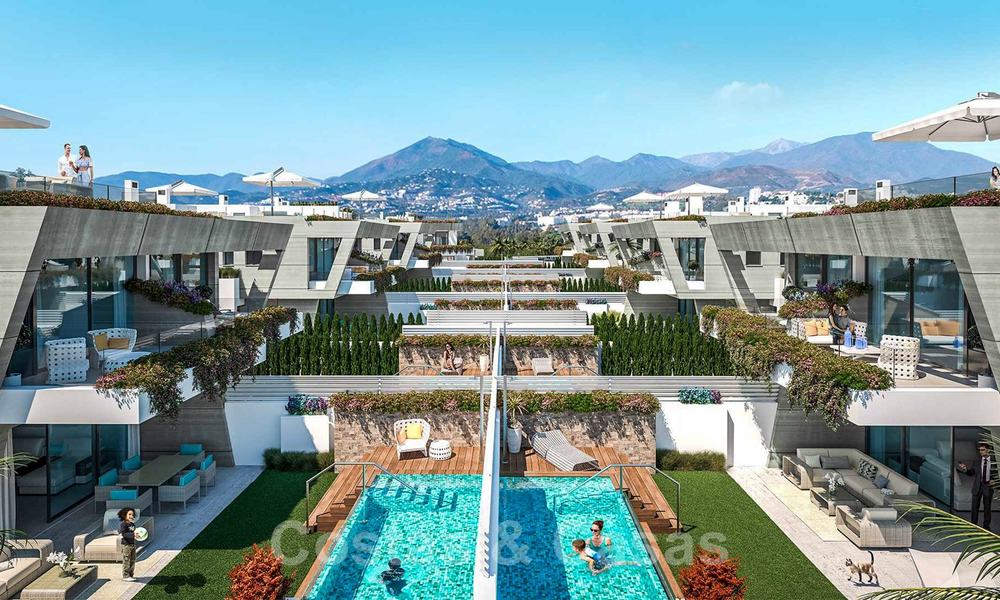 Modern, semi-detached villas for sale at 300 meters from the beach in Puerto Banus, Marbella 25108