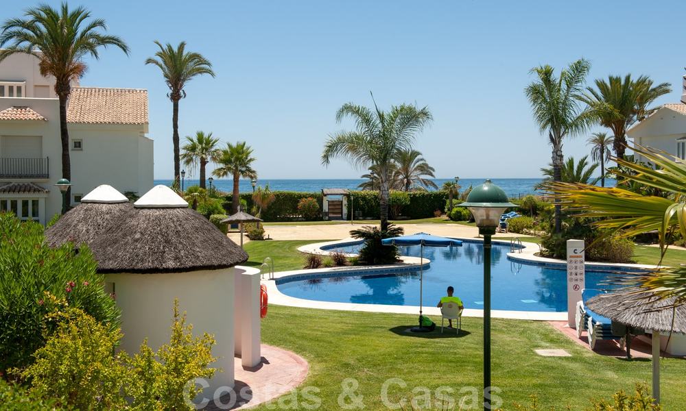 Spacious garden apartment for sale with sea views in a beautiful complex directly on the beach in Los Monteros, Marbella 26132