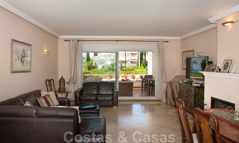 Spacious garden apartment for sale with sea views in a beautiful complex directly on the beach in Los Monteros, Marbella 26144