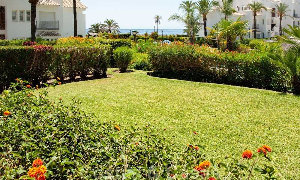 Spacious garden apartment for sale with sea views in a beautiful complex directly on the beach in Los Monteros, Marbella 26146