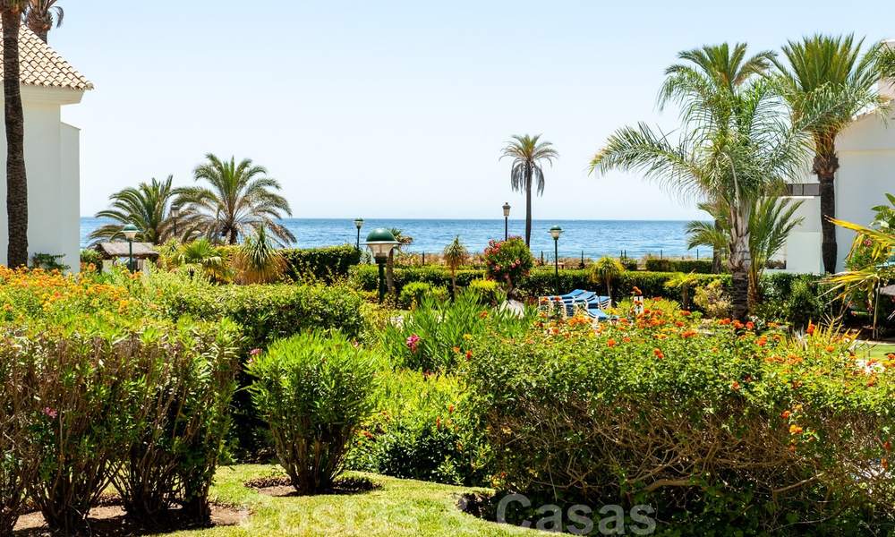 Spacious garden apartment for sale with sea views in a beautiful complex directly on the beach in Los Monteros, Marbella 26147