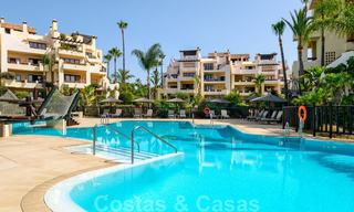 Luxury apartment for sale with open garden and sea views in a first line beach complex, on the New Golden Mile between Marbella and Estepona 26847 
