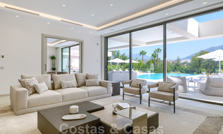 Exclusive new modern villa for sale, directly on the Las Brisas golf course in the Golf Valley of Nueva Andalucia, Marbella 27449 