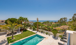 Ready to move in contemporary Mediterranean villa with sea views for sale at a short walking distance to the beach and all amenities, beach side Elviria in Marbella 27542 