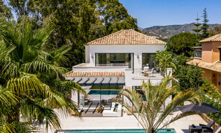Ready to move in contemporary Mediterranean villa with sea views for sale at a short walking distance to the beach and all amenities, beach side Elviria in Marbella 27571 