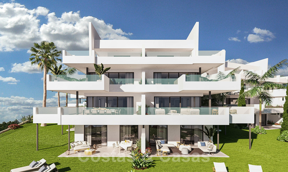 New modern apartments with panoramic mountain- and sea views for sale in the hills of Estepona, close to town 27740