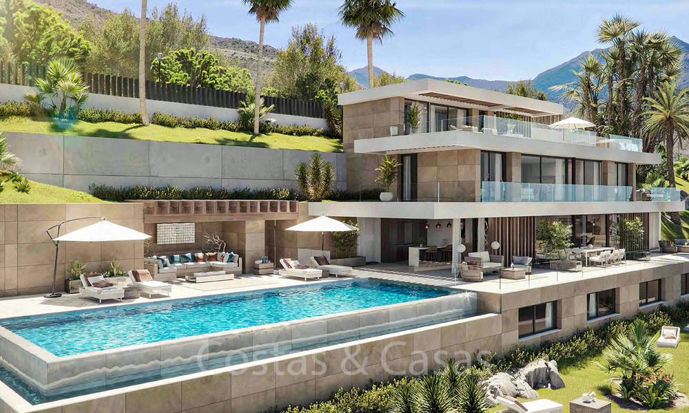 Turnkey, modern villas with spectacular views of the golf course, the lake, the mountains and the Mediterranean Sea to Africa, in a gated nature and golf resort for sale in Benahavis - Marbella 32407