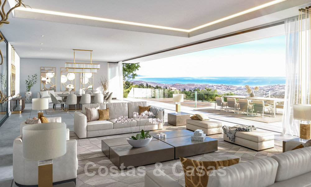 Turnkey, modern villas with spectacular views of the golf course, the lake, the mountains and the Mediterranean Sea to Africa, in a gated nature and golf resort for sale in Benahavis - Marbella 32415